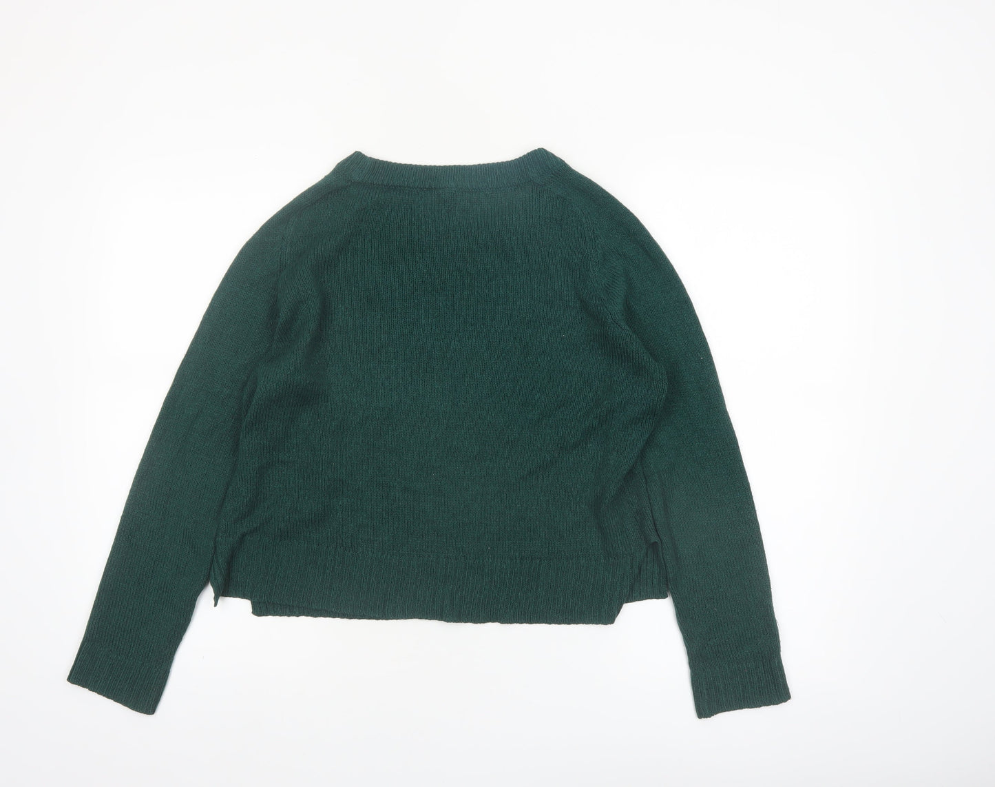 H&M Divided Women Green Acrylic Crew Neck Knit Jumper Size S