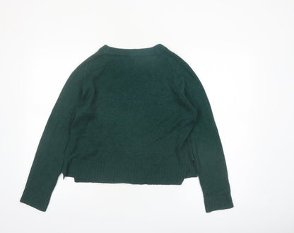 H&M Divided Women Green Acrylic Crew Neck Knit Jumper Size S