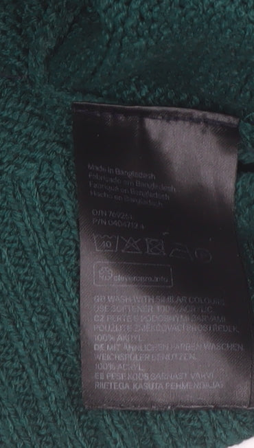 H&M Divided Women Green Acrylic Crew Neck Knit Jumper Size S