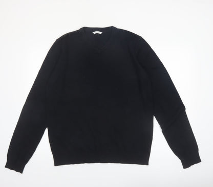 Marks and Spencer Boys Black V-Neck Cotton Jumper 17-18 Years Classic Fit