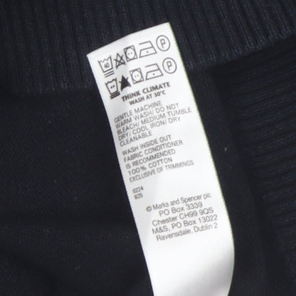 Marks and Spencer Boys Black V-Neck Cotton Jumper 17-18 Years Classic Fit