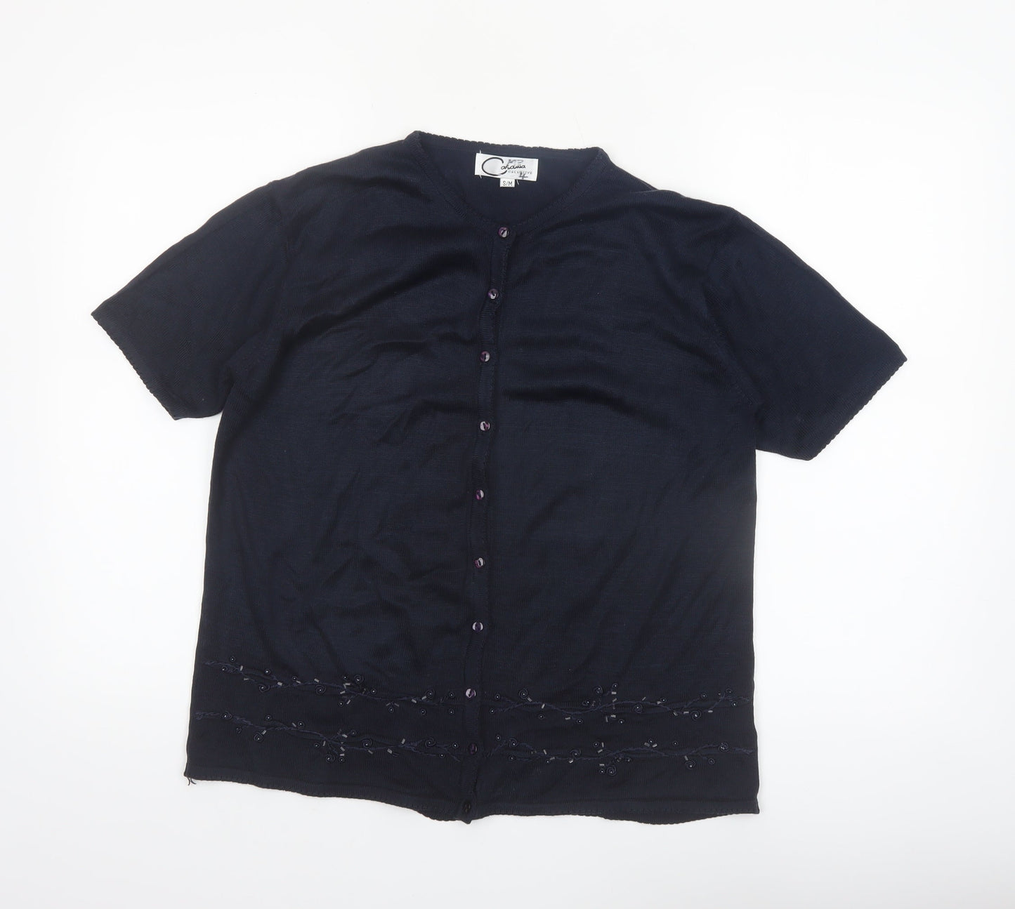 Casamia Exclusive Women's Black Short Sleeve Knit Cardigan S