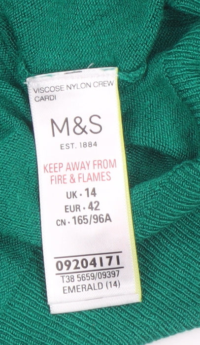 Marks and Spencer Women’s Green Size 14 Crew Neck Cardigan