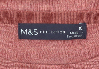 Marks and Spencer Women’s Pink Crew Neck Viscose Blend Jumper Size 10