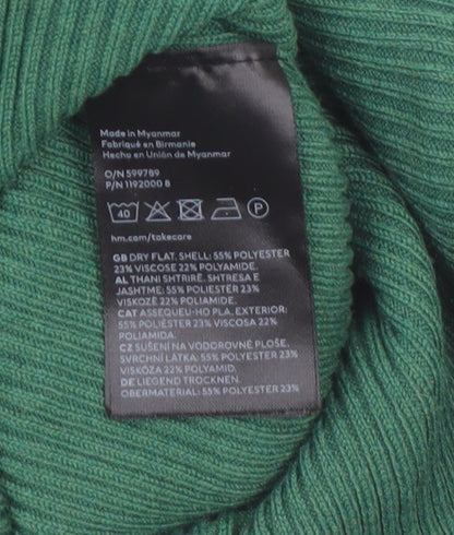 H&M Women’s Green Ribbed Knit Bodycon Dress XS Long Sleeve