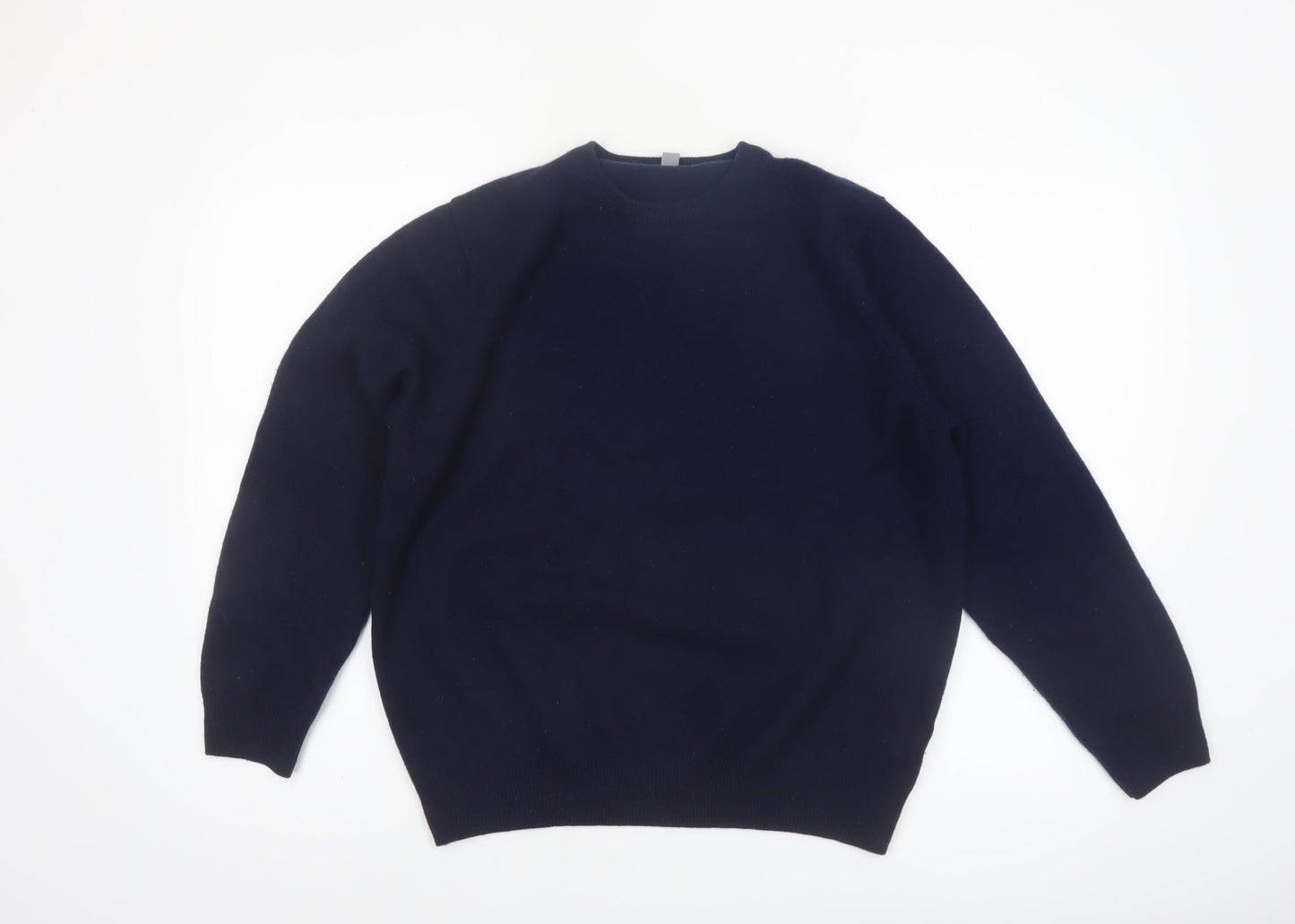 Marks and Spencer Men's Blue XL Wool Crew Neck Jumper