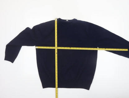 Marks and Spencer Men's Blue XL Wool Crew Neck Jumper