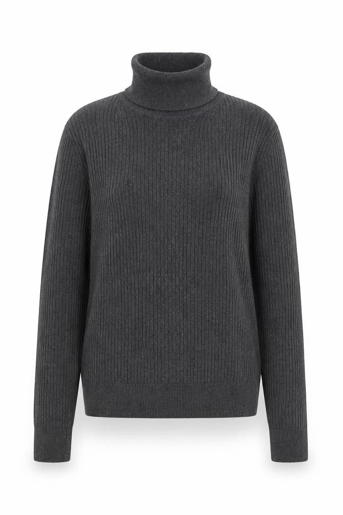 Primark Women Grey Roll Neck Ribbed Knit Jumper Size S