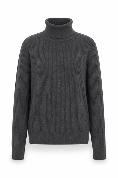 Primark Women Grey Roll Neck Ribbed Knit Jumper Size S