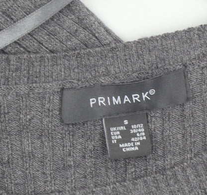 Primark Women Grey Ribbed Knit Jumper Dress Size 10-12