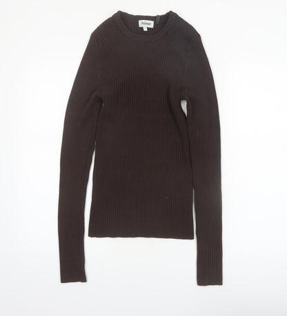 Weekday Women Brown Ribbed Knit Pullover Jumper Size L