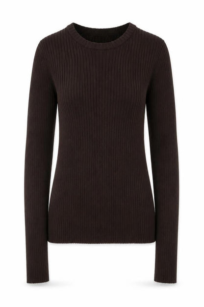 Weekday Women Brown Ribbed Knit Pullover Jumper Size L
