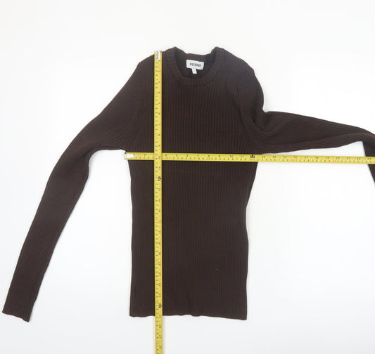 Weekday Women Brown Ribbed Knit Pullover Jumper Size L