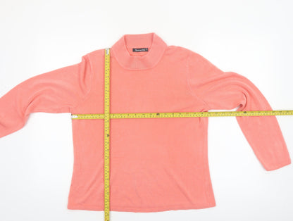 Bonmarché Women's Coral Pink Acrylic Roll Neck Jumper Size M