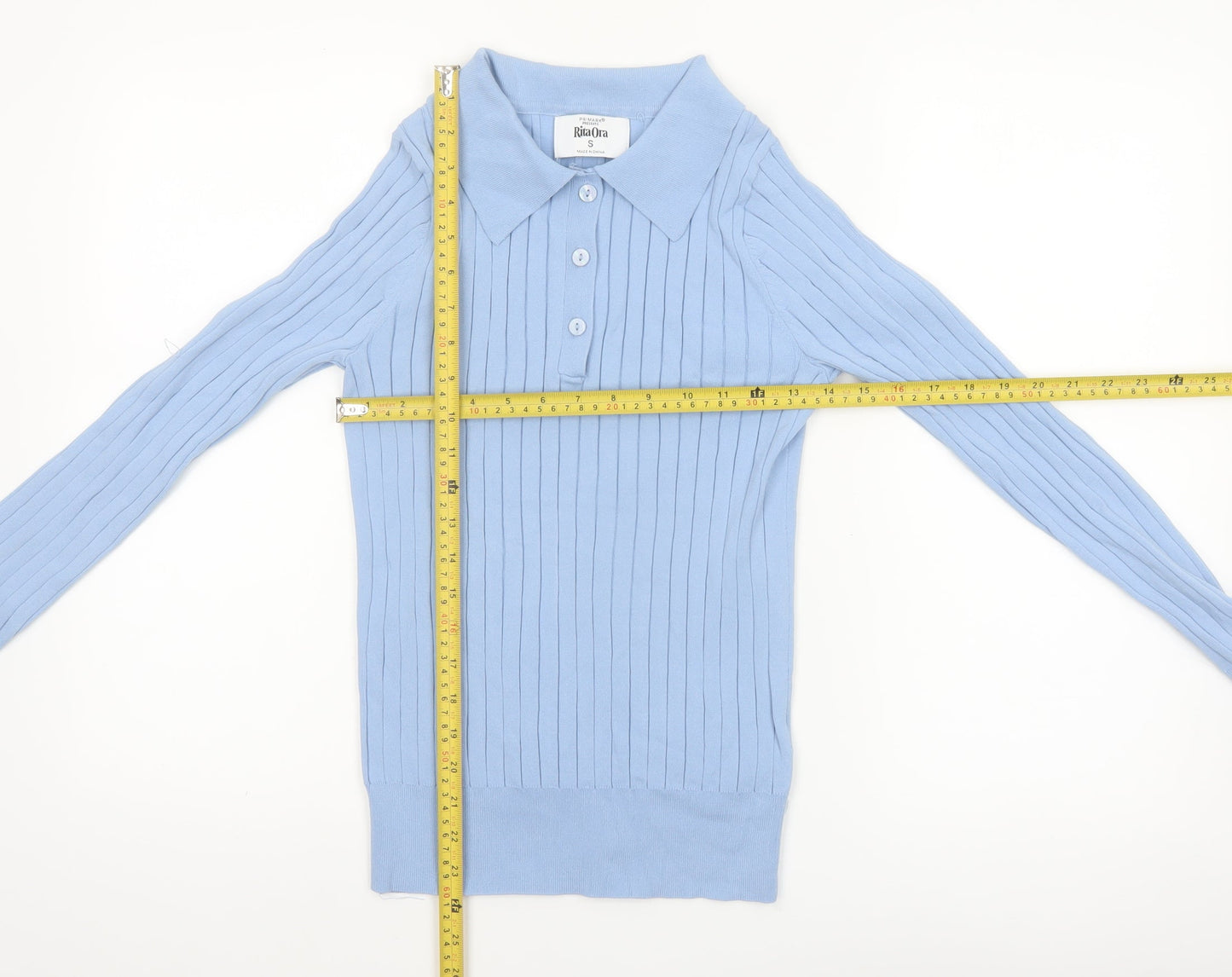 Primark Women’s Blue Collared Henley Knit Jumper Size S