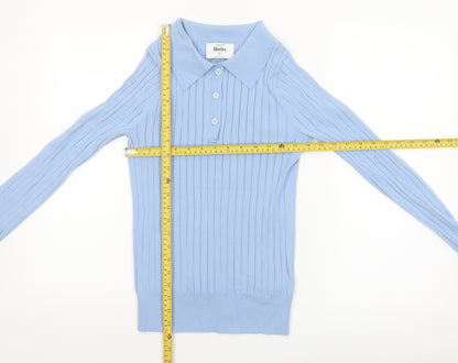 Primark Women’s Blue Collared Henley Knit Jumper Size S