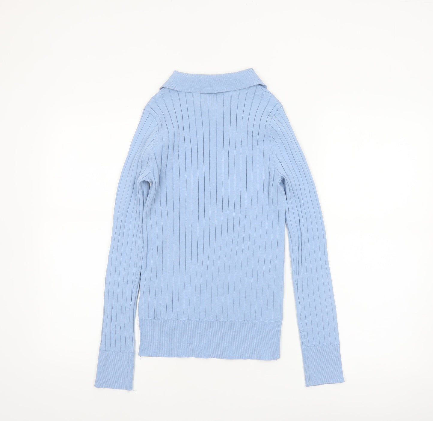 Primark Women’s Blue Collared Henley Knit Jumper Size S