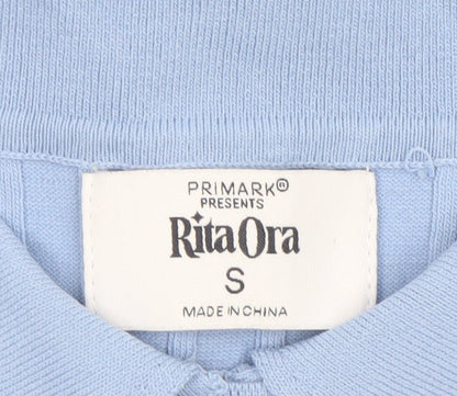Primark Women’s Blue Collared Henley Knit Jumper Size S