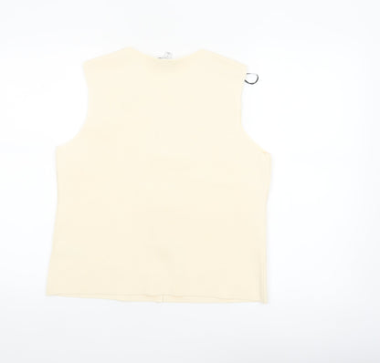 Marks and Spencer Women's Beige Sleeveless Knit Button Blouse Size M