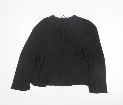 Pull&Bear Women’s Black Chunky Knit Pullover Jumper Size S
