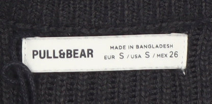 Pull&Bear Women’s Black Chunky Knit Pullover Jumper Size S