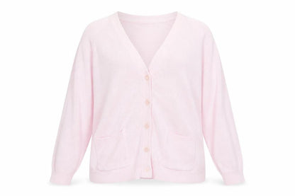 Damart Women’s Pink Cotton V-Neck Cardigan XL