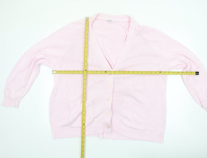 Damart Women’s Pink Cotton V-Neck Cardigan XL