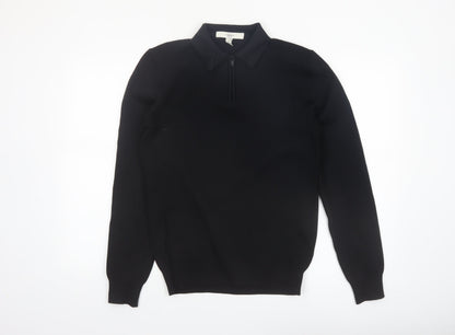 River Island Men’s Black Collared Half Zip Jumper Size M