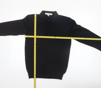 River Island Men’s Black Collared Half Zip Jumper Size M