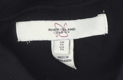 River Island Men’s Black Collared Half Zip Jumper Size M