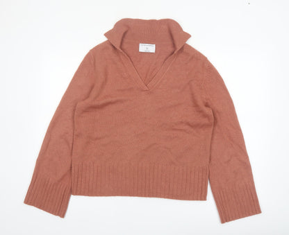 Primark Women Brown V-Neck Knit Jumper Size M Long Sleeve