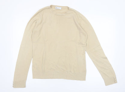 BH Women Beige Size 14 Crew Neck Long Sleeve Pullover Jumper
