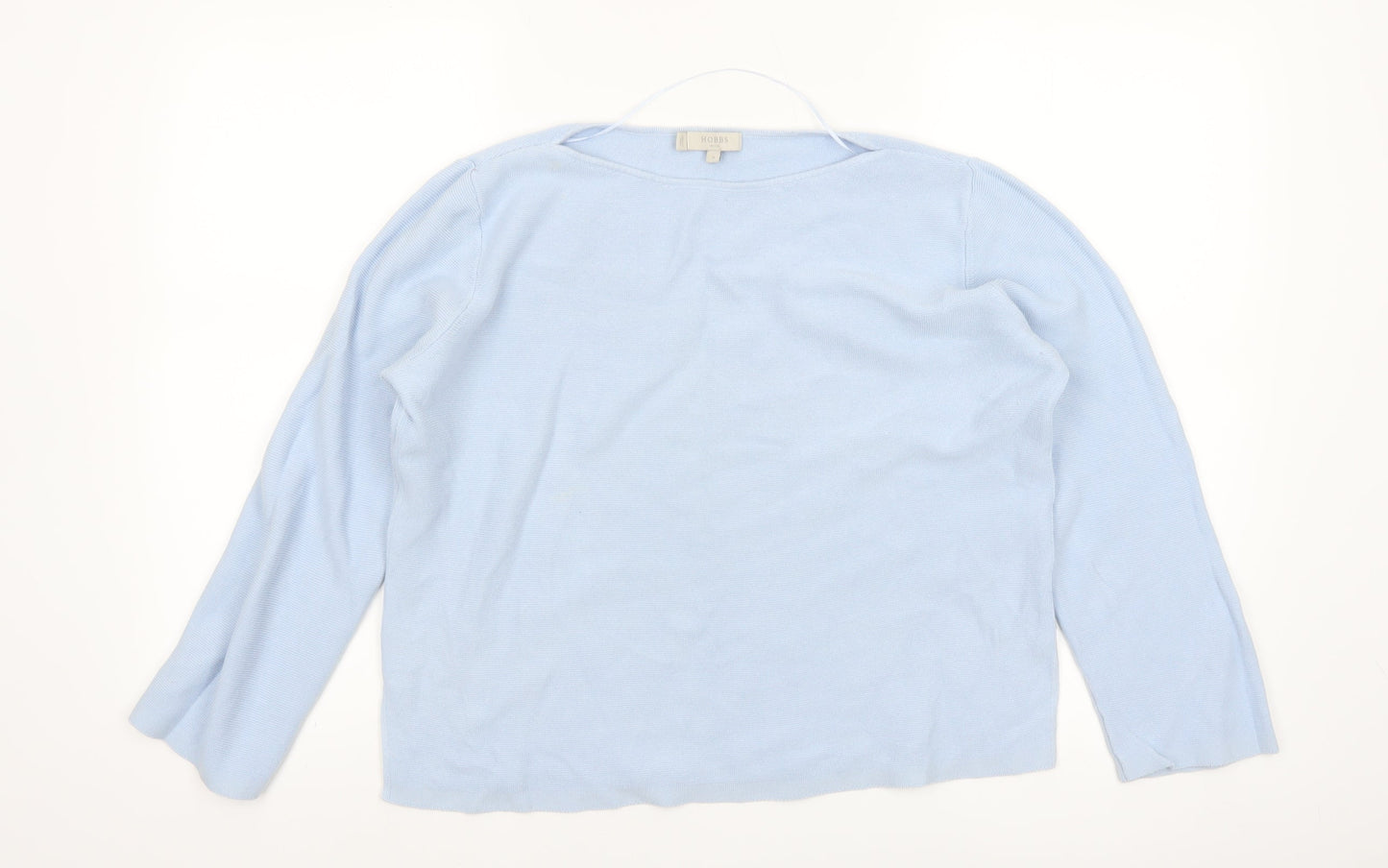 Hobbs Women's Blue Cotton Crew Neck Long Sleeve Jumper Size M