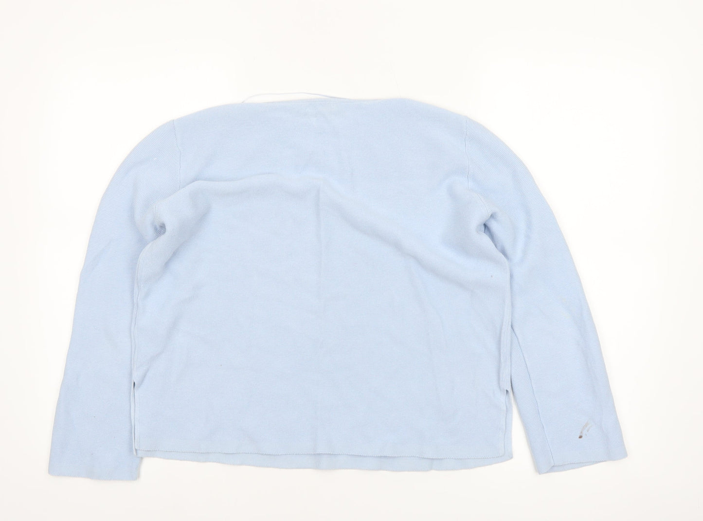 Hobbs Women's Blue Cotton Crew Neck Long Sleeve Jumper Size M