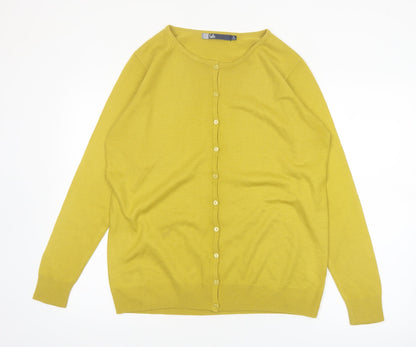 Isle Womens Yellow Acrylic Button-Up Cardigan Size M 14-16