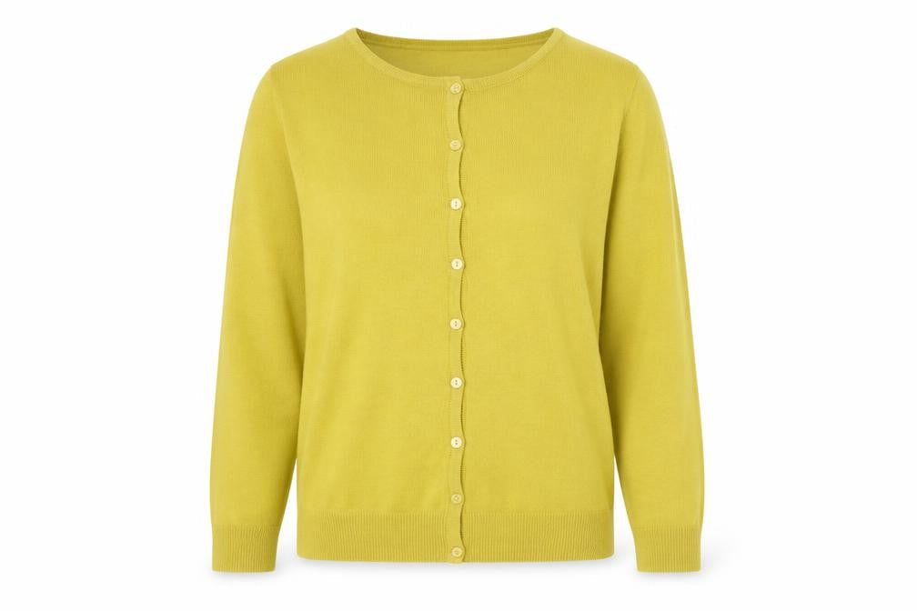 Isle Womens Yellow Acrylic Button-Up Cardigan Size M 14-16
