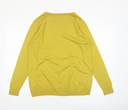 Isle Womens Yellow Acrylic Button-Up Cardigan Size M 14-16