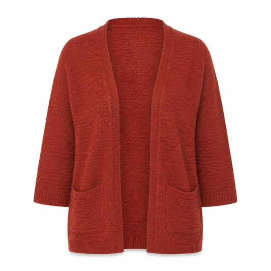 Old Navy Women Red Knit Open Cardigan XS Relaxed 3/4 Sleeve