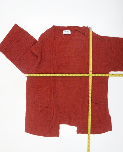 Old Navy Women Red Knit Open Cardigan XS Relaxed 3/4 Sleeve