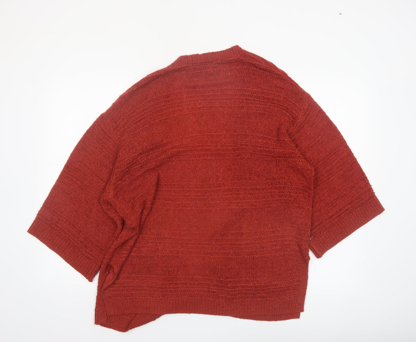 Old Navy Women Red Knit Open Cardigan XS Relaxed 3/4 Sleeve
