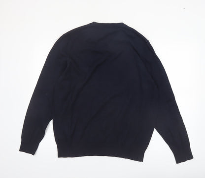 George Mens Black Cotton Rich V-Neck Pullover Jumper XL