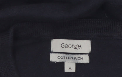 George Mens Black Cotton Rich V-Neck Pullover Jumper XL