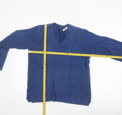 ISLE Essentials Women's Blue Cable-Knit V-Neck Jumper Size S 10-12