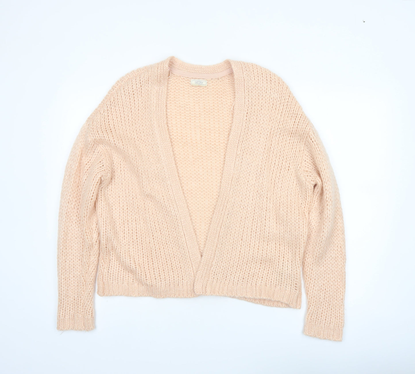 Fat Face Women Beige Chunky Knit Cardigan M Acrylic Wool Alpaca