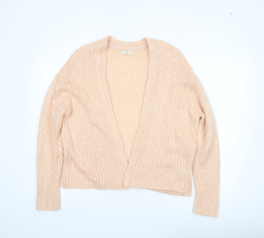 Fat Face Women Beige Chunky Knit Cardigan M Acrylic Wool Alpaca