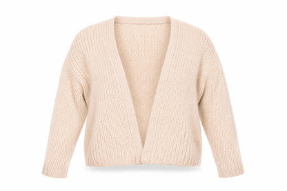 FatFace Women Beige Chunky Knit Cardigan M Acrylic Wool Alpaca