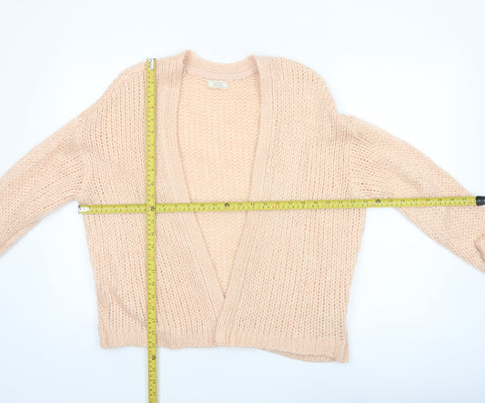 Fat Face Women Beige Chunky Knit Cardigan M Acrylic Wool Alpaca