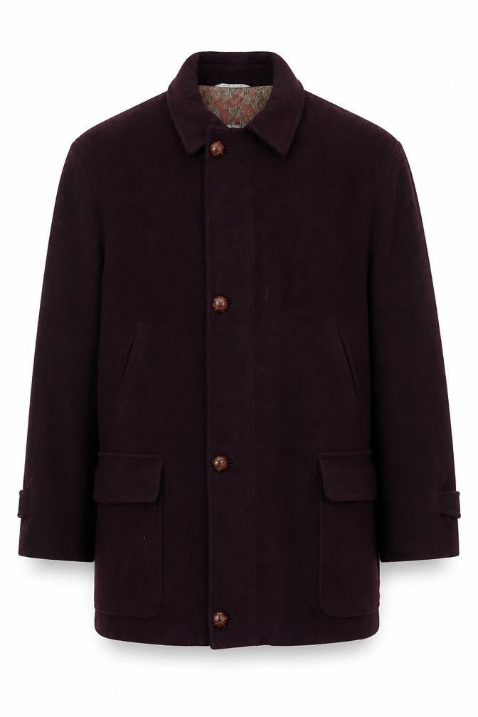 Franco Ancona Men's Brown Wool Overcoat Size 50 Classic Smart