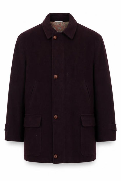 Franco Ancona Men's Brown Wool Overcoat Size 50 Classic Smart