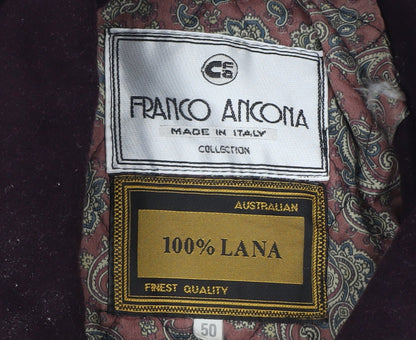 Franco Ancona Men's Brown Wool Overcoat Size 50 Classic Smart